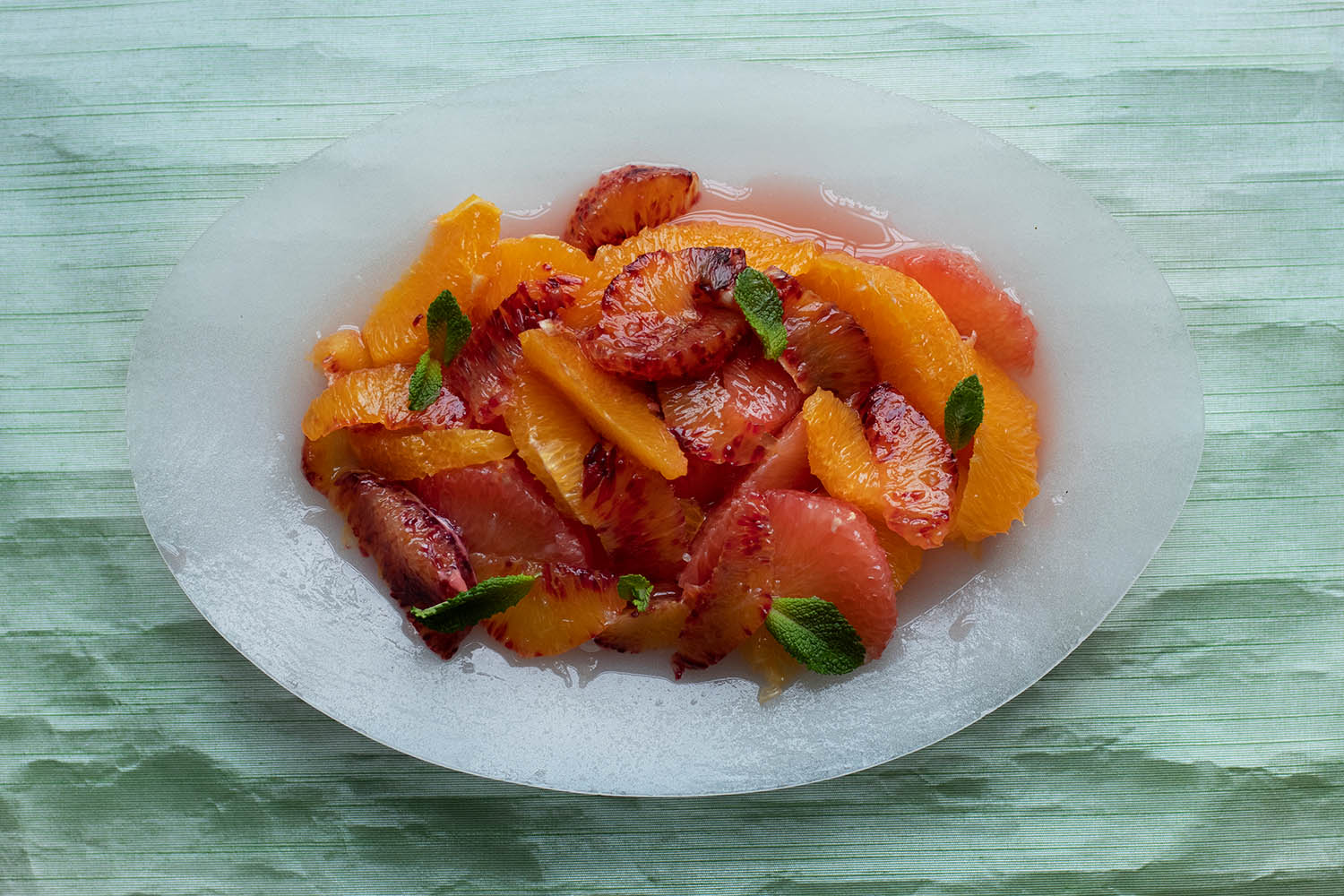 Nigel Slater’s midweek treat: citrus fruits, mint syrup