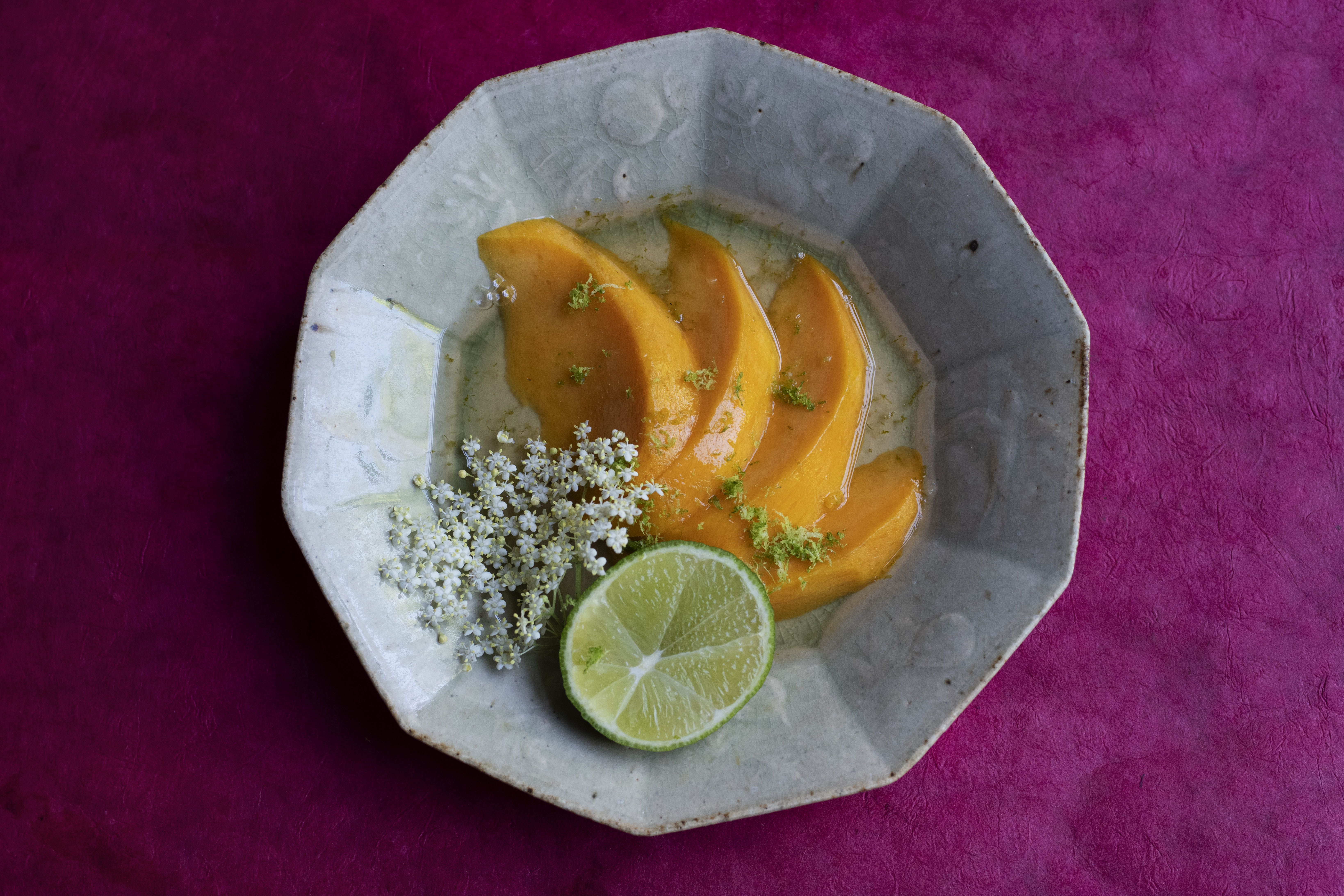 Nigel Slater’s midweek treat: mangoes in elderflower and lime syrup
