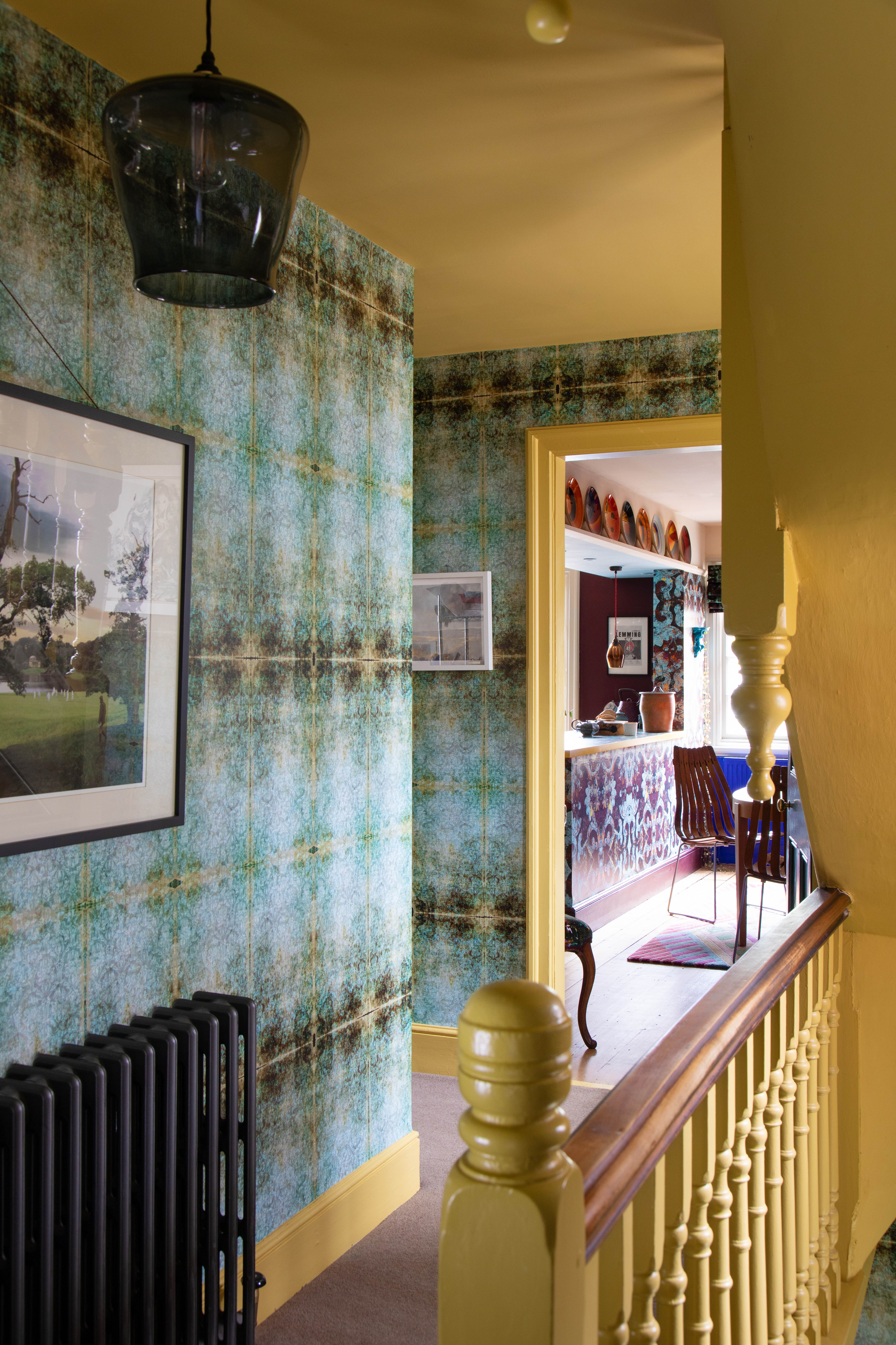 Oversized wallpaper in the hall
