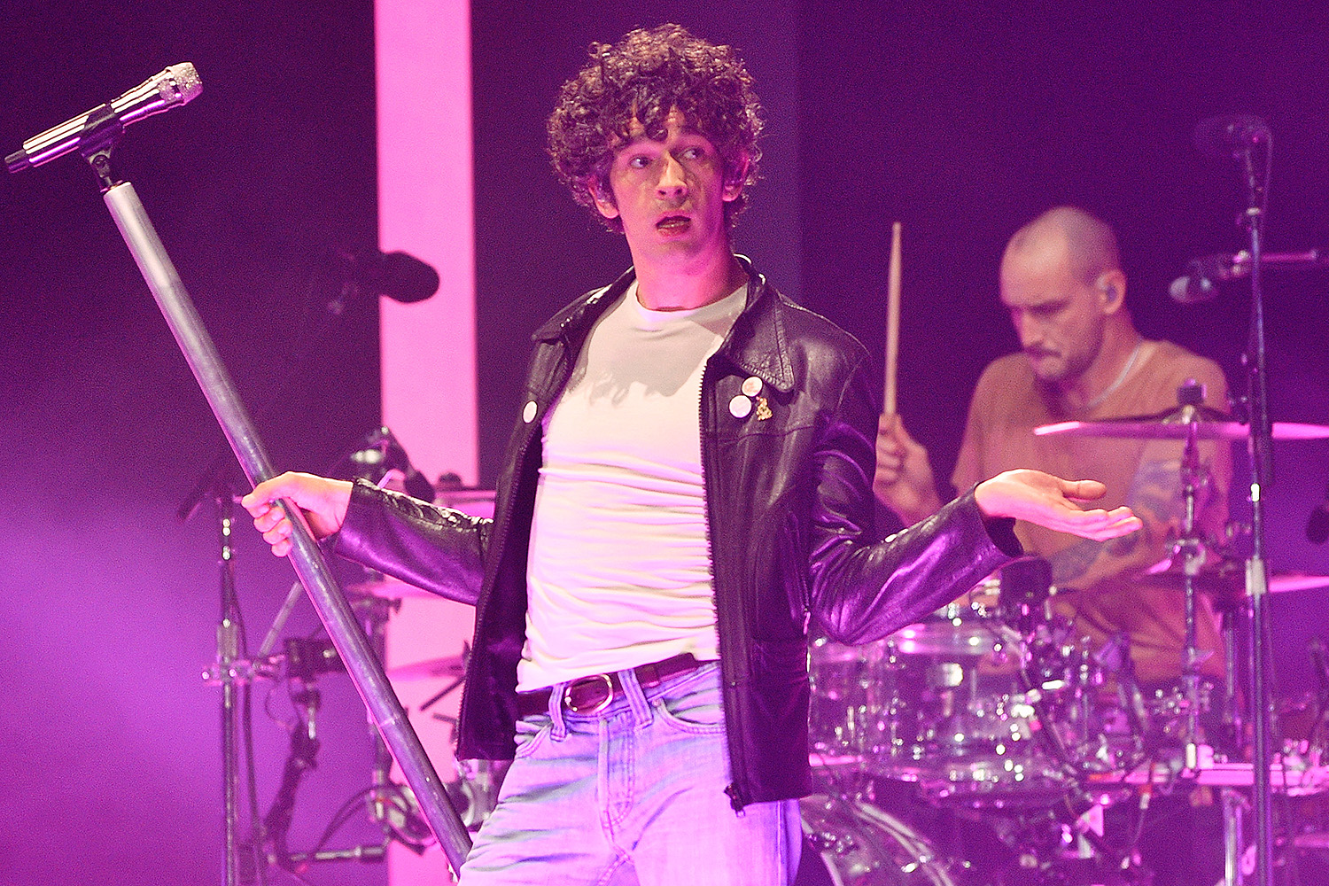 The 1975’s Matty Healy, left, and George Daniel