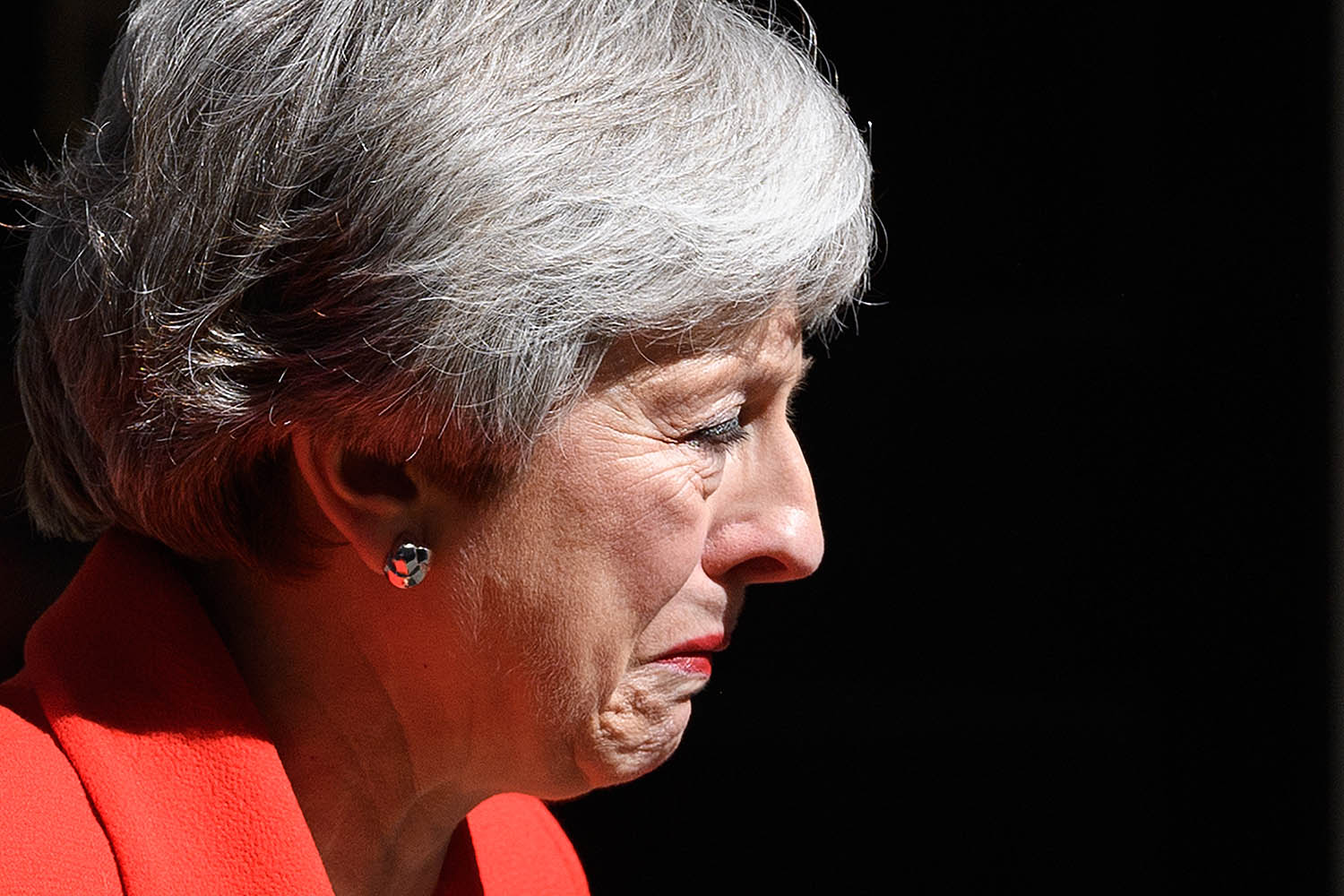 Theresa May in tears after announcing her resignation as prime minister in May 2019