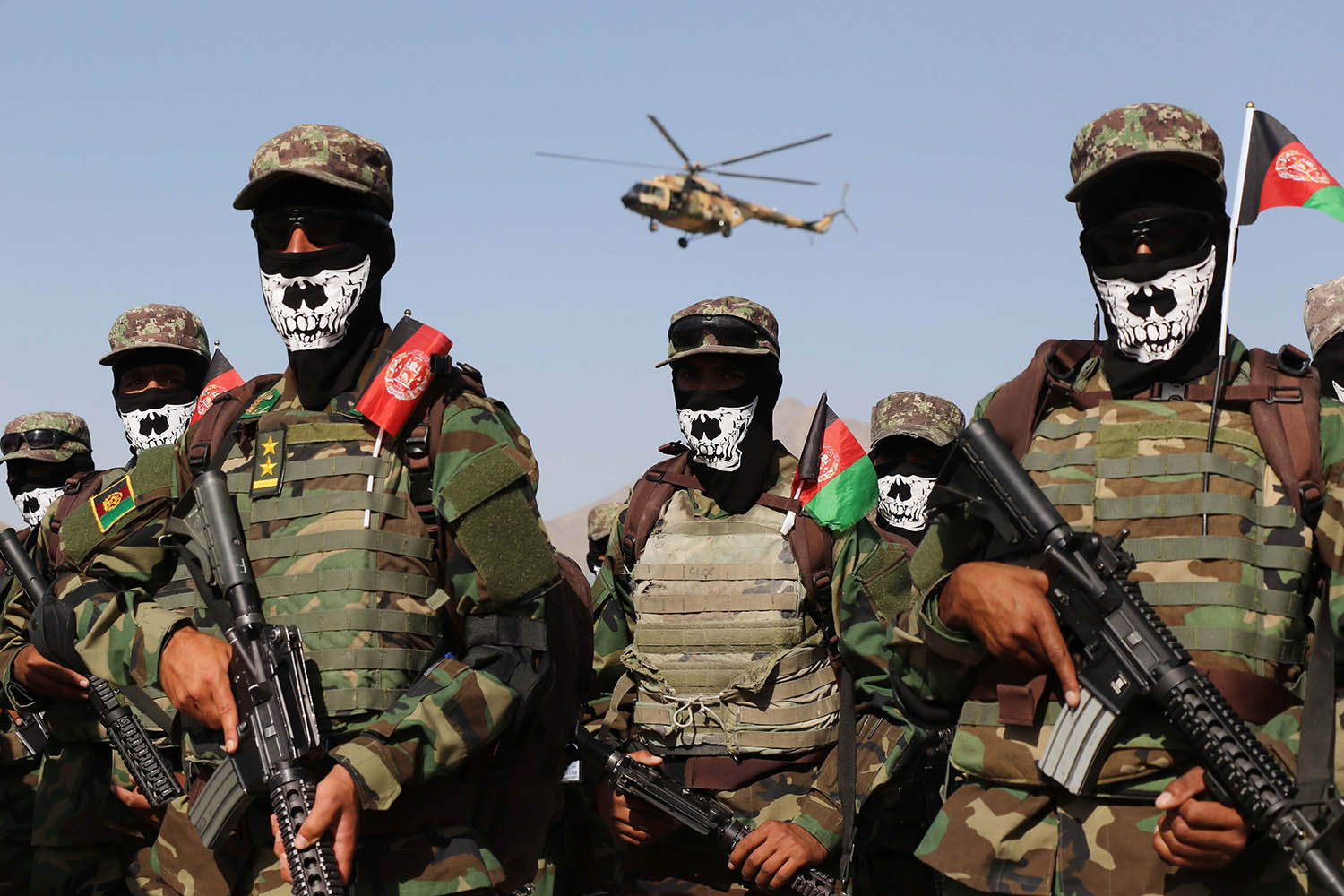 An Afghan special force commando unit at a graduation ceremony at the military academy in Kabul in 2021