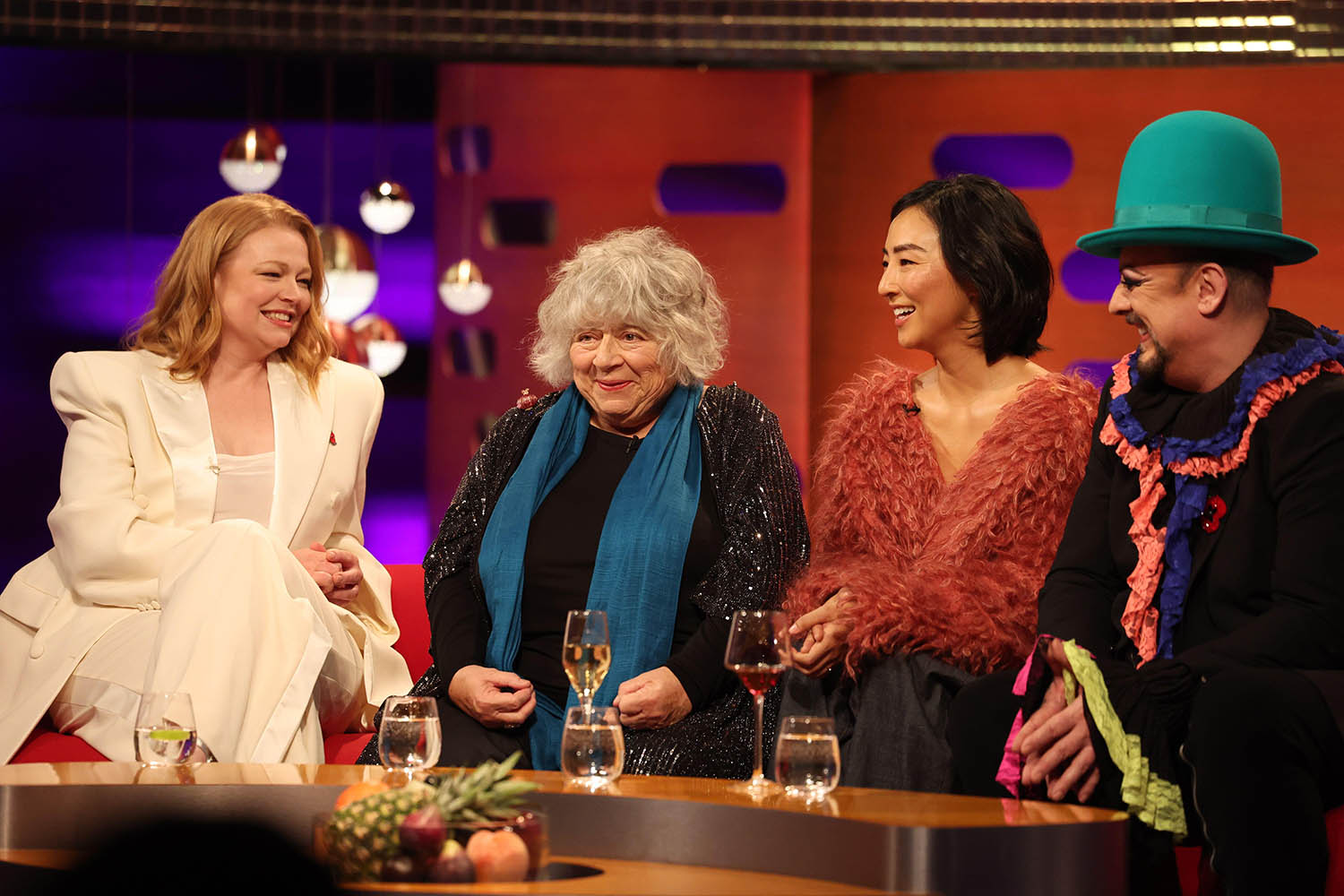 A right laugh: Margolyes is a regular guest on The Graham Norton Show – here with Sarah Snook, Greta Lee and Boy George. Photo: PA Wire