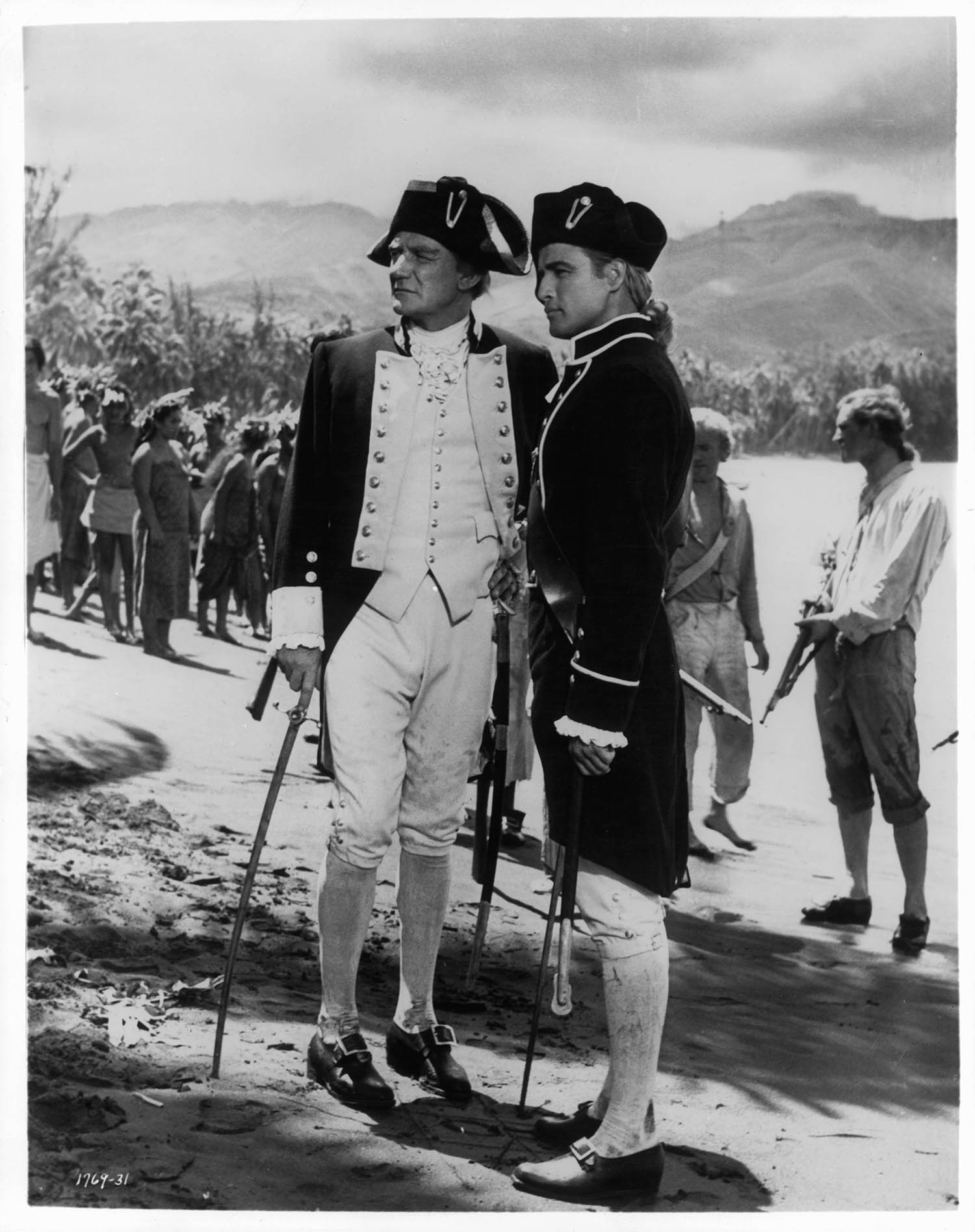 Trevor Howard and Brando filming the 1962 movie in Tahiti