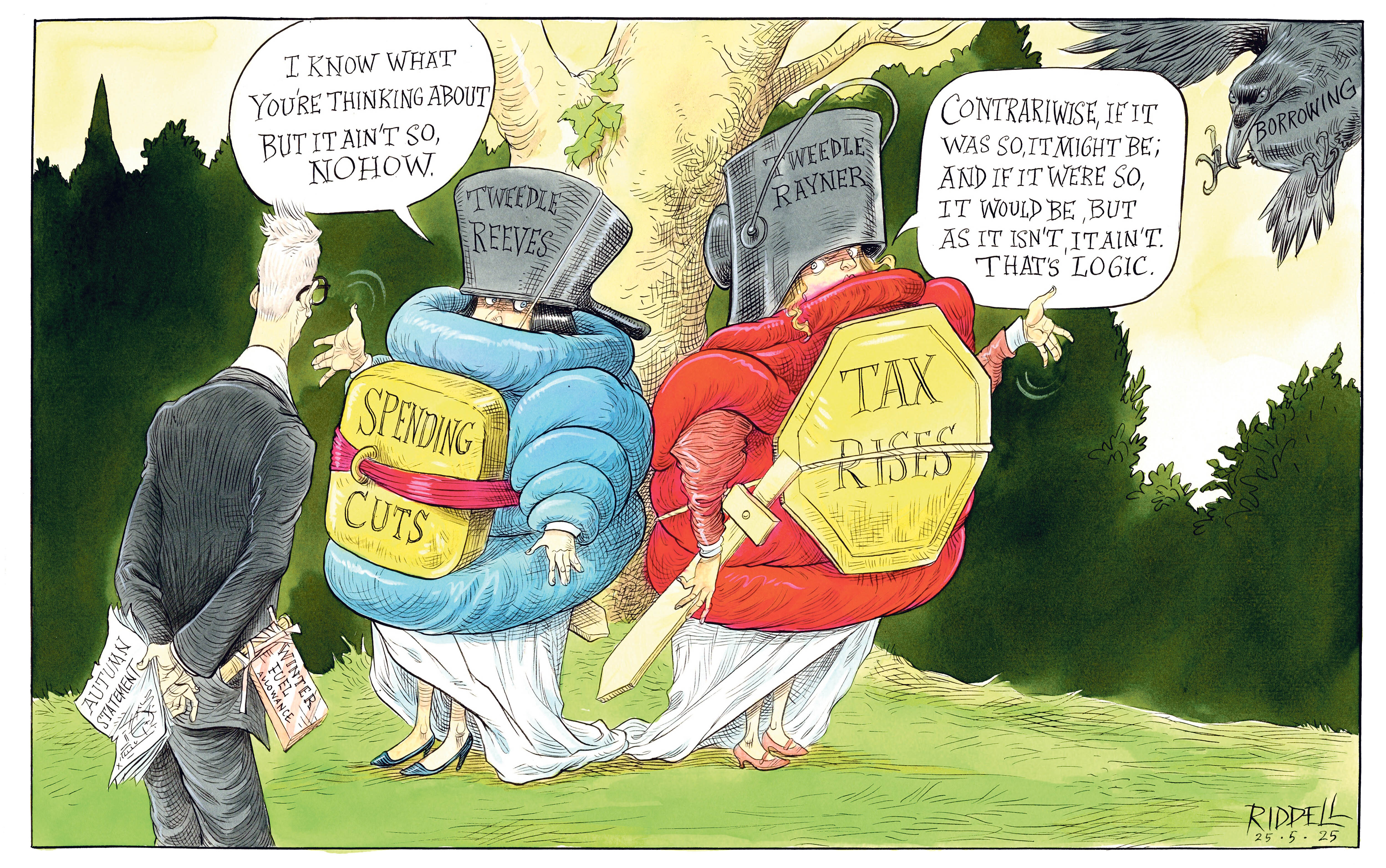 The Chris Riddell cartoon: Tweedle Reeves, Tweedle Rayner